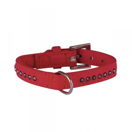 Collier réglable simili-cuir souple rouge